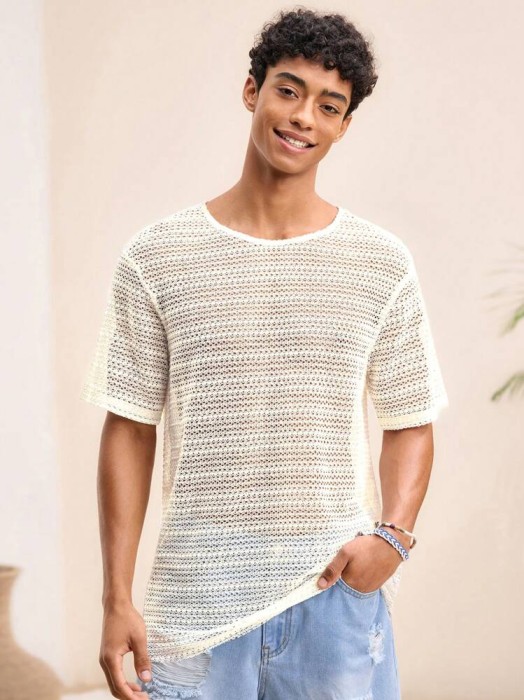 Prześwitująca koszulka ecru (2XL)