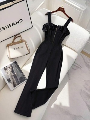 Czarny kombinezon falbana (2XL)