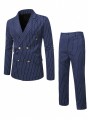 Granatowy komplet garniturowy paski (2XL)