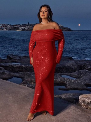 Czerwona mieniąca sukienka (0XL)