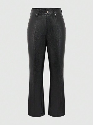 Czarne spodnie imitacja skóry (L)