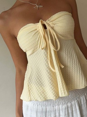 Żółty teksturowany top (XS)