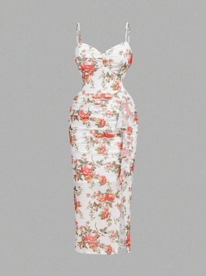 Śmietankowa sukienka kwiaty (1XL)