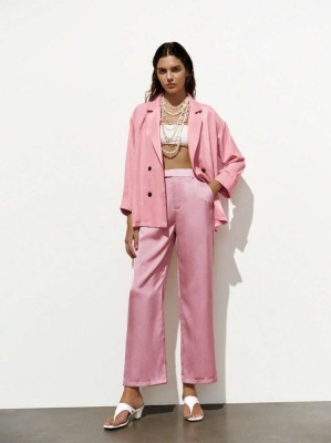 Różowe satynowe spodnie (L)