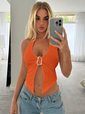 Pomarańczowy top srebrna ozdoba (M)