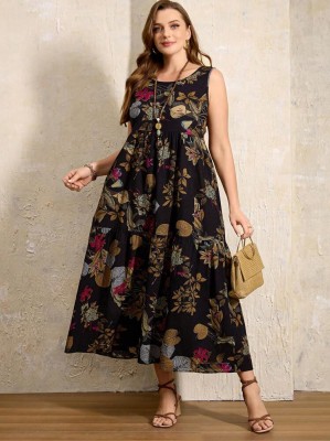 Ciemnogranatowa sukienka wzór (3XL)