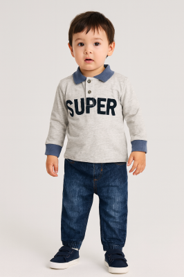 Ciemnoniebieskie jeansy (6-9M)