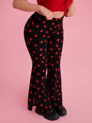 Czarne spodnie serca rozcięcia (4XL)