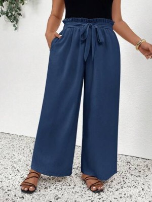 Ciemnoniebieskie proste spodnie (0XL)