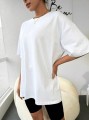 Biały t-shirt oversize nadruk (S)