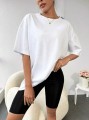 Biały t-shirt oversize nadruk (S)