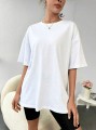 Biały t-shirt oversize nadruk (S)