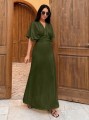 Ciemnozielona sukienka maxi (XS)