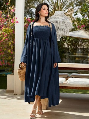 Granatowy zestaw sukienka narzutka (XL)