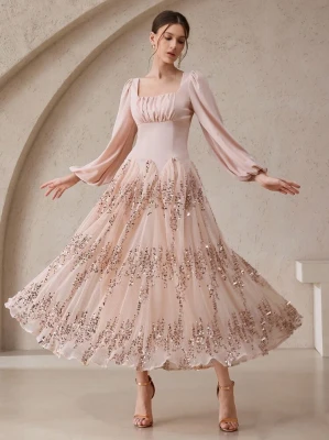 Różowa zdobiona sukienka (L)