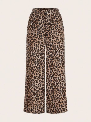 Brązowe proste spodnie wzór (L)