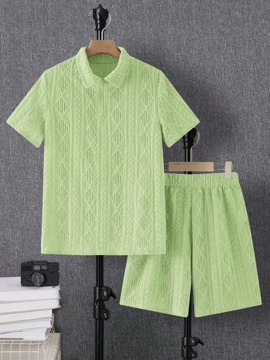 Zielony komplet szorty koszulka polo (11L)