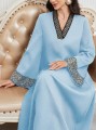 Niebieska sukienka maxi hafty (S)