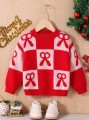 Dwukolorowy sweter wzór kokardy (5L)