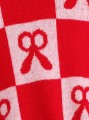 Dwukolorowy sweter wzór kokardy (5L)