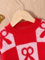 Dwukolorowy sweter wzór kokardy (5L)