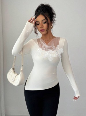 Asymetryczna bluzka ecru (S)