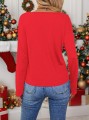 Czerwona koszulka v neck nadruk (XS)