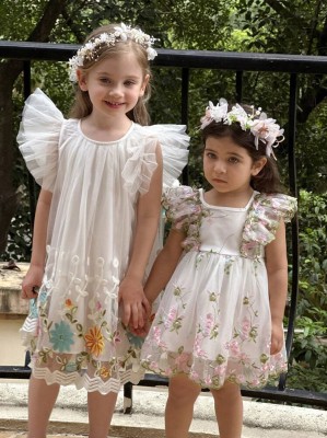 Biała sukienka hafty (12-18M)