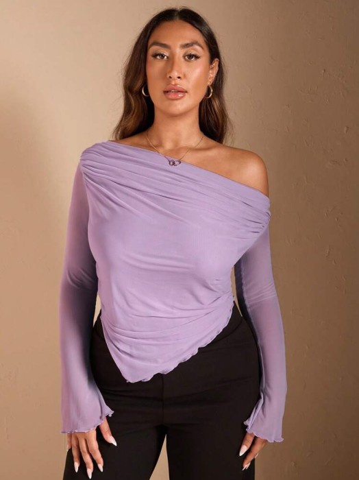 Liliowa siateczkowa bluzka (1XL)
