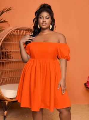 Pomarańczowa sukienka odkryte ramiona (3XL)