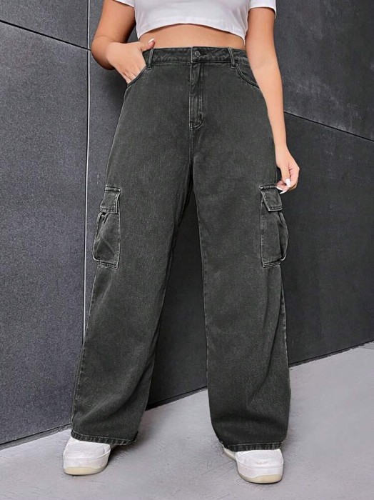 Szare jeansy bojówki (1XL)