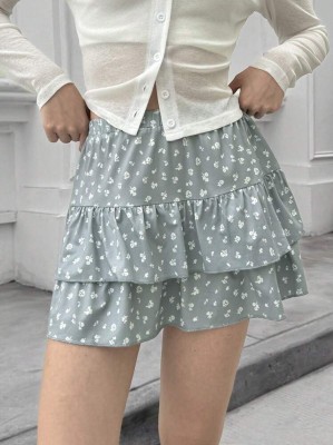 Szara spódnica mini wzór (XS)