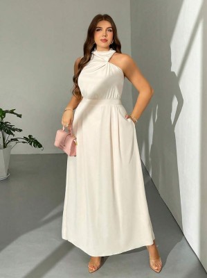 Ecru sukienka maxi (0XL)