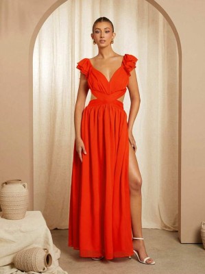 Szyfonowa maxi sukienka falbany (S)