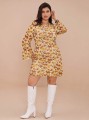 Ecru sukienka mini kwiaty (1XL)
