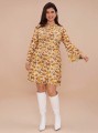 Ecru sukienka mini kwiaty (1XL)