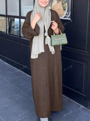 Brązowa prosta sukienka melanż (M)