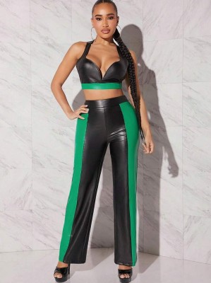 Dwuczęściowy komplet imitacja skóry (S)