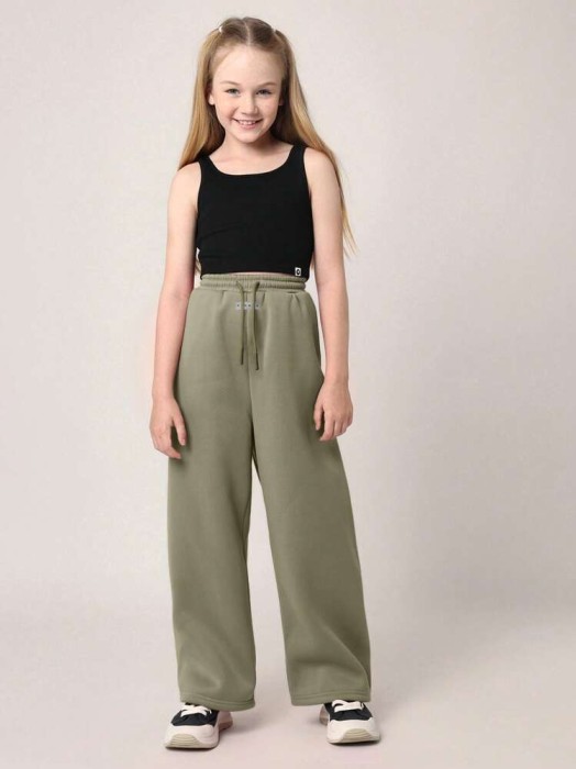 Proste spodnie dresowe khaki (9L)
