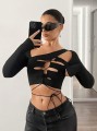 Czarny top cut out (XS)