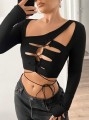 Czarny top cut out (XS)