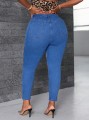 Niebieskie jeansy rurki cut out (2XL)