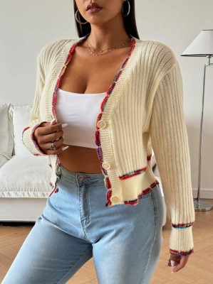 Krótki kardigan ecru guziki (2XL)