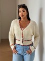 Krótki kardigan ecru guziki (2XL)