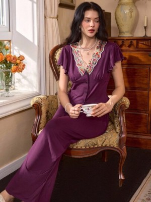 Fioletowy zestaw bluzka spodnie (XL)