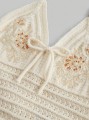 Beżowy dzianinowy top hafty (1XL)