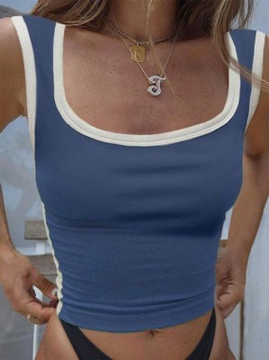 Niebieski dopasowany top (L)