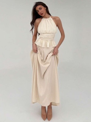 Beżowa spódnica maxi (M)