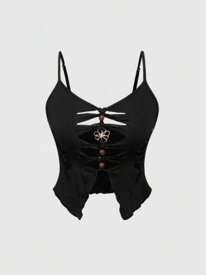 Czarny top cut out (XS)