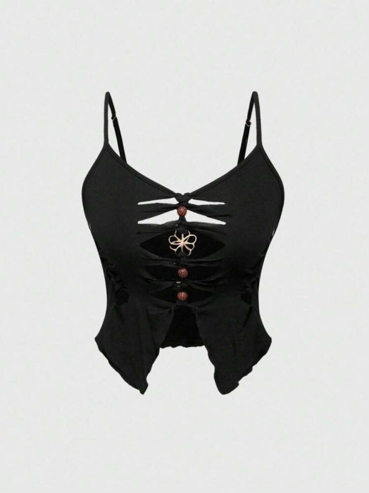 Czarny top cut out (XS)